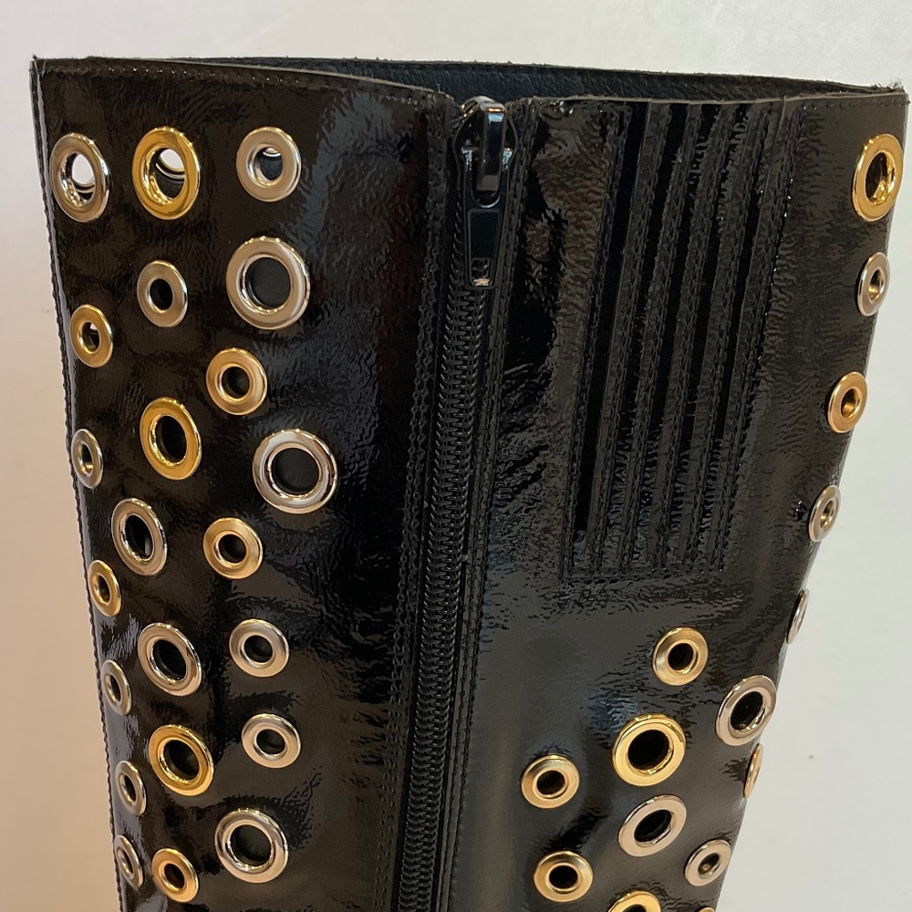 JEFFREY CAMPBELL Holey Pointed Toe Grommet Detail Tall  Boots Size 7.5 NWT - Picture 6 of 10